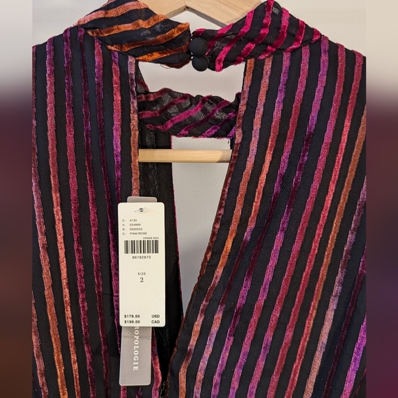 Anthropologie Long-Sleeve Cutout Tunic Velvet Mini Dress, Size 2 - Picture 6 of 9